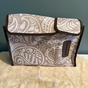 Thirty-One Pack N Pull Caddy Taupe Playful Parade Pattern Car Storage Organizer